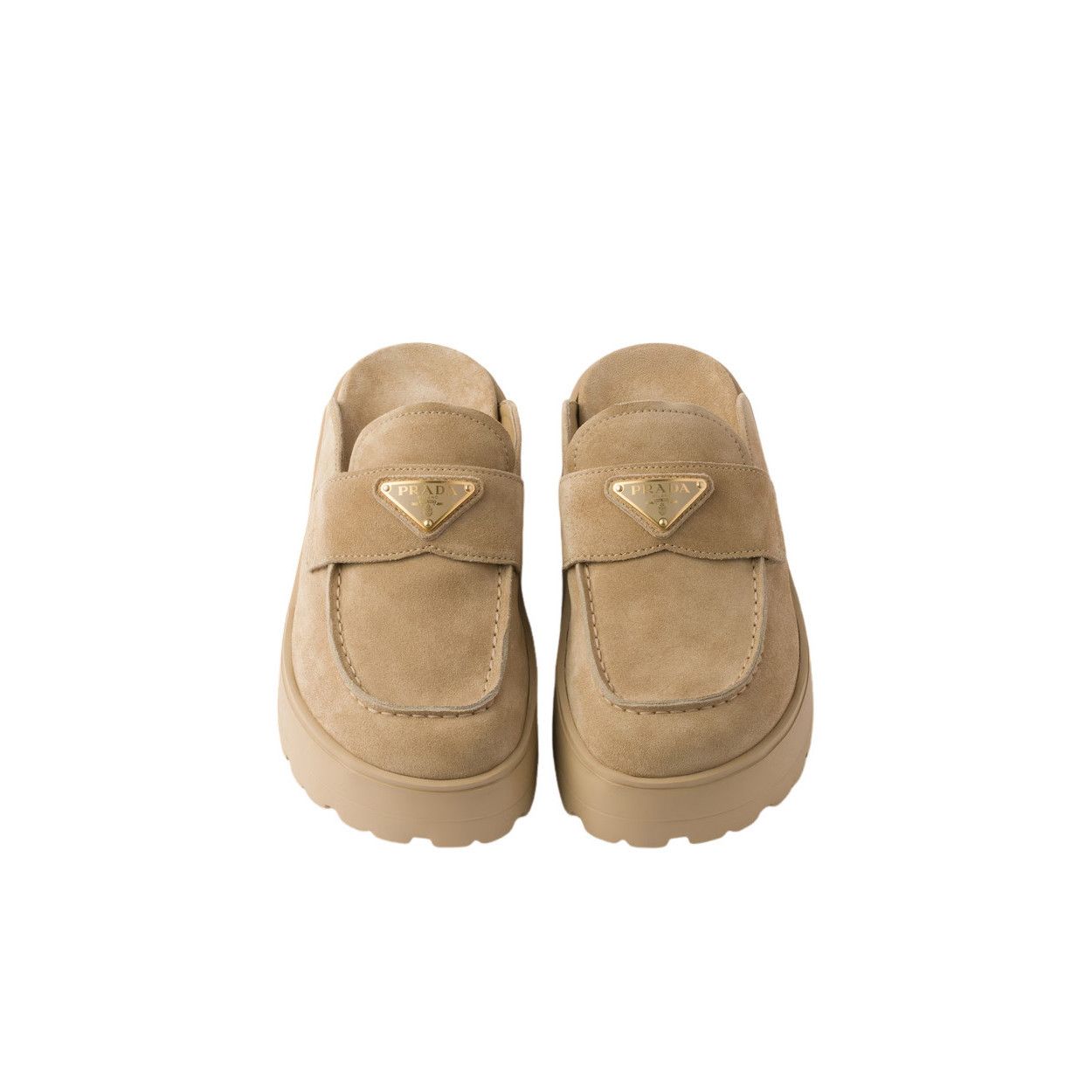 Prada PRADA $1250 Ecru Suede Platform Mules New & Authentic (Women Size US 9 / IT 39 - 3 Thumbnail