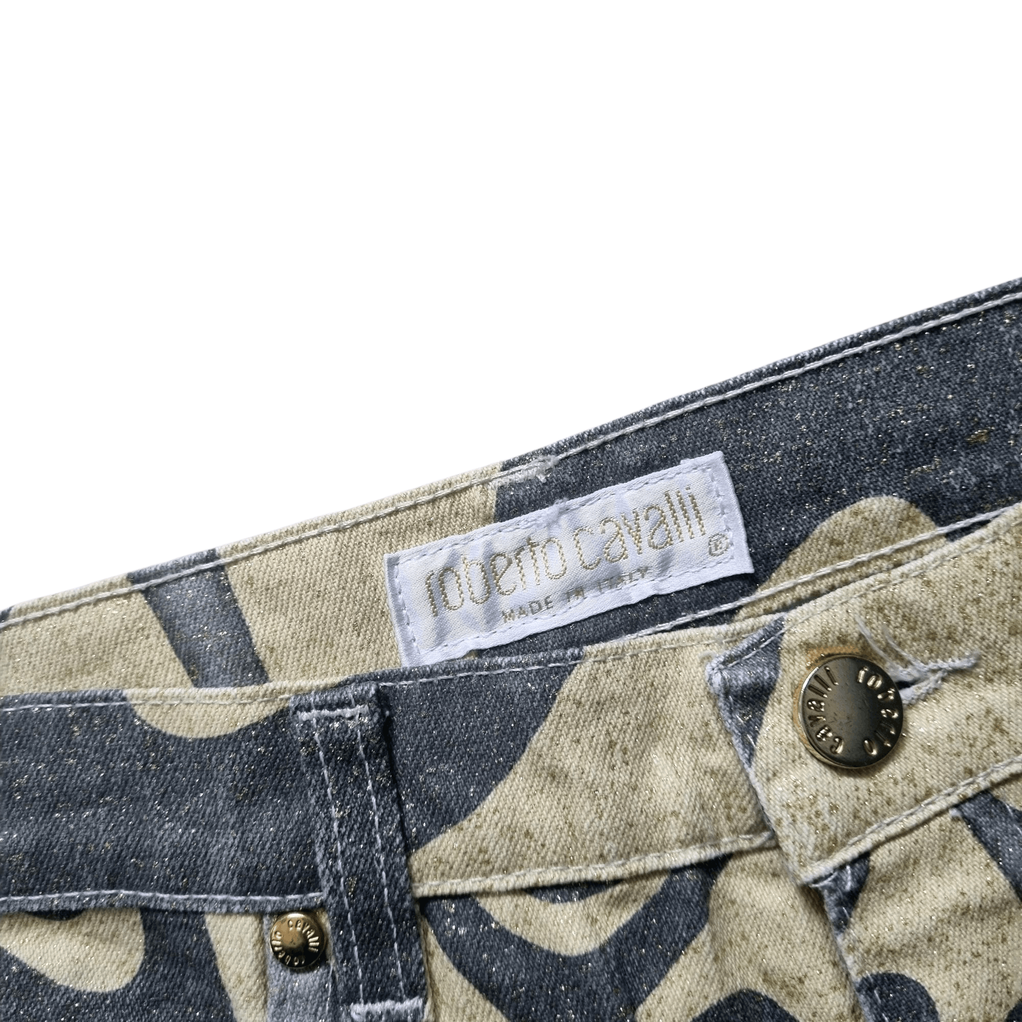 Roberto Cavalli Roberto Cavalli psychedelic geometric gold-sparkled jeans Size 26" / US 2 / IT 38 - 3 Thumbnail