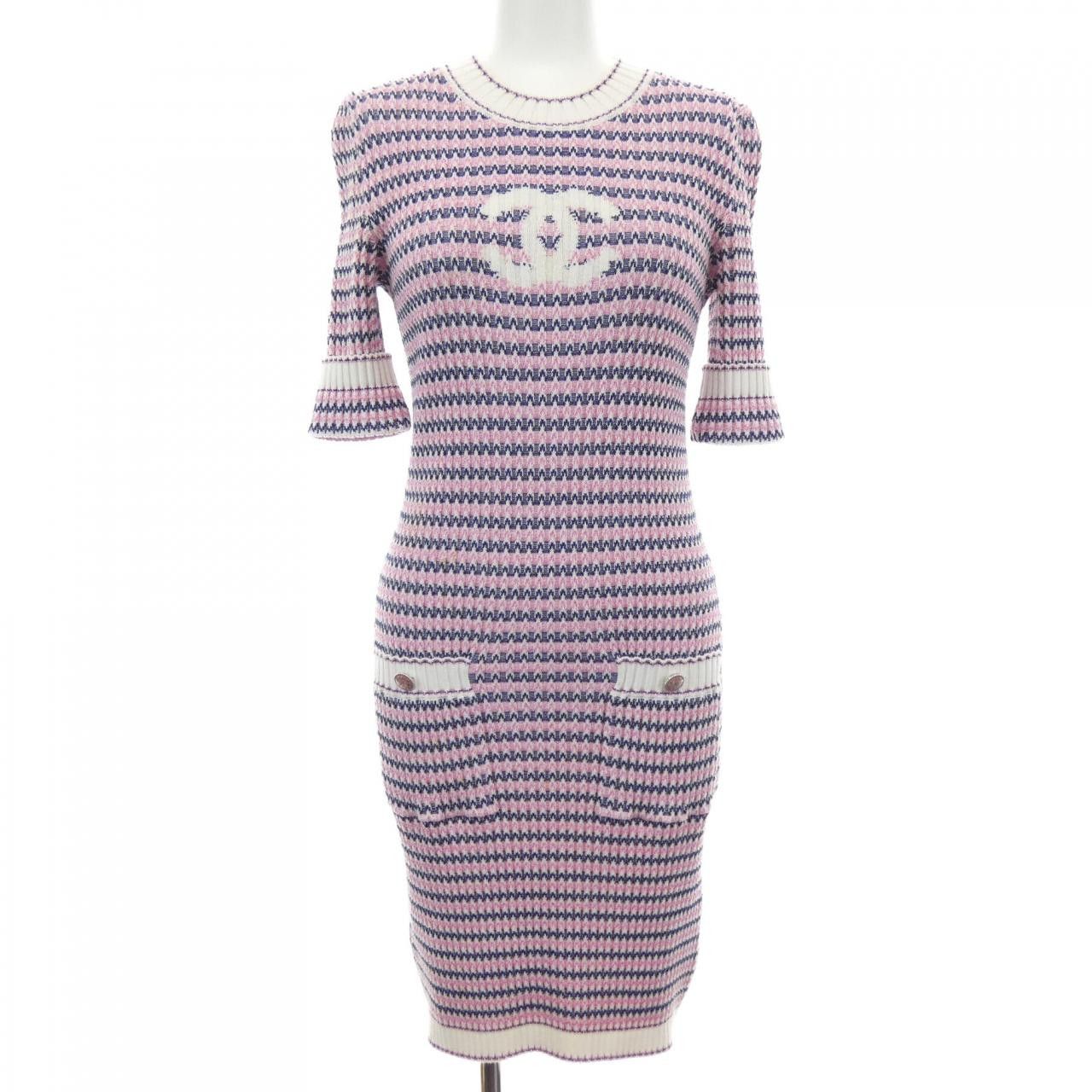 Chanel Chanel Dress Textile Dresses P63090K48838 Duty Free For Usa in Blue, Women's