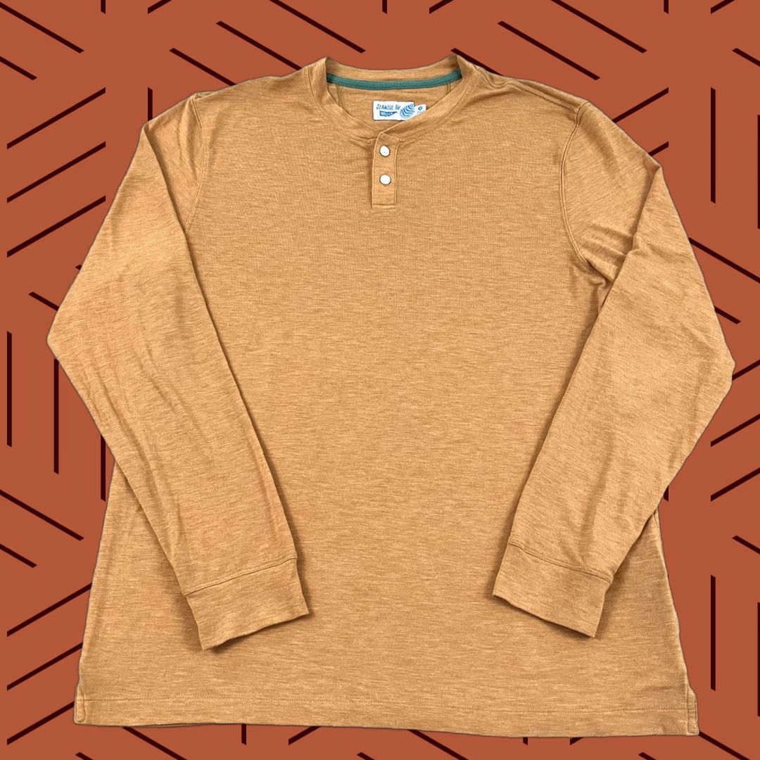 Vintage VINTAGE Seawool by Wellen Shirt Mens Medium Orange Henley Long Sleeve 1/4 Button Size US M / EU 48-50 / 2 - 1 Thumbnail