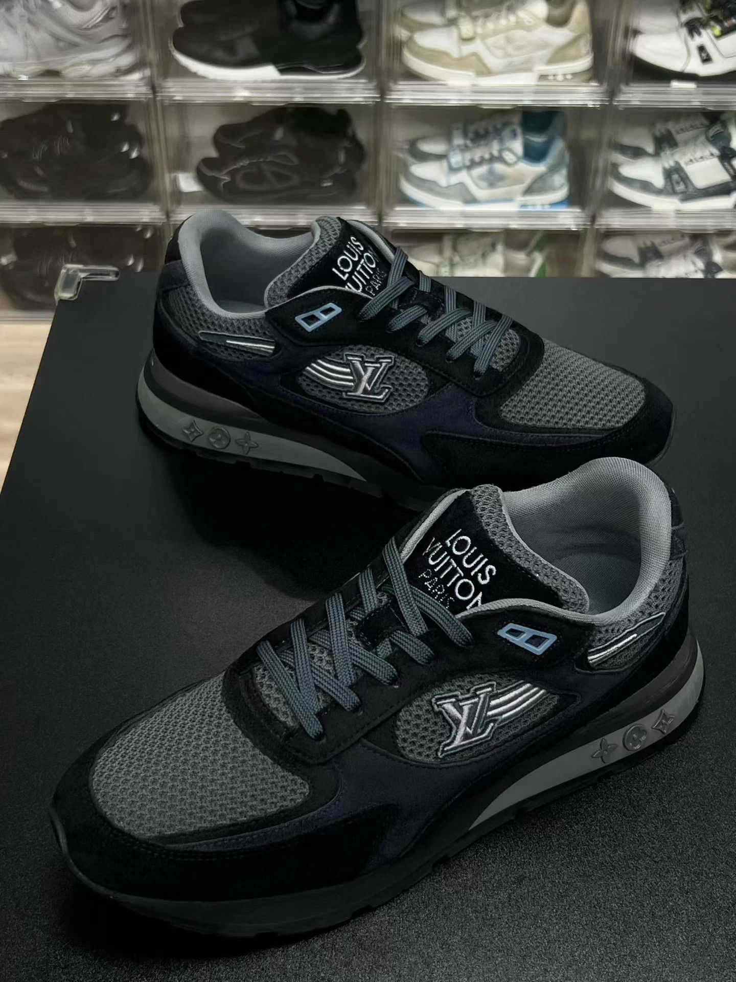 Louis Vuitton LV RUNAWAY Blue Black Suede UK10 44 Size US 11 / EU 44 - 1 Thumbnail