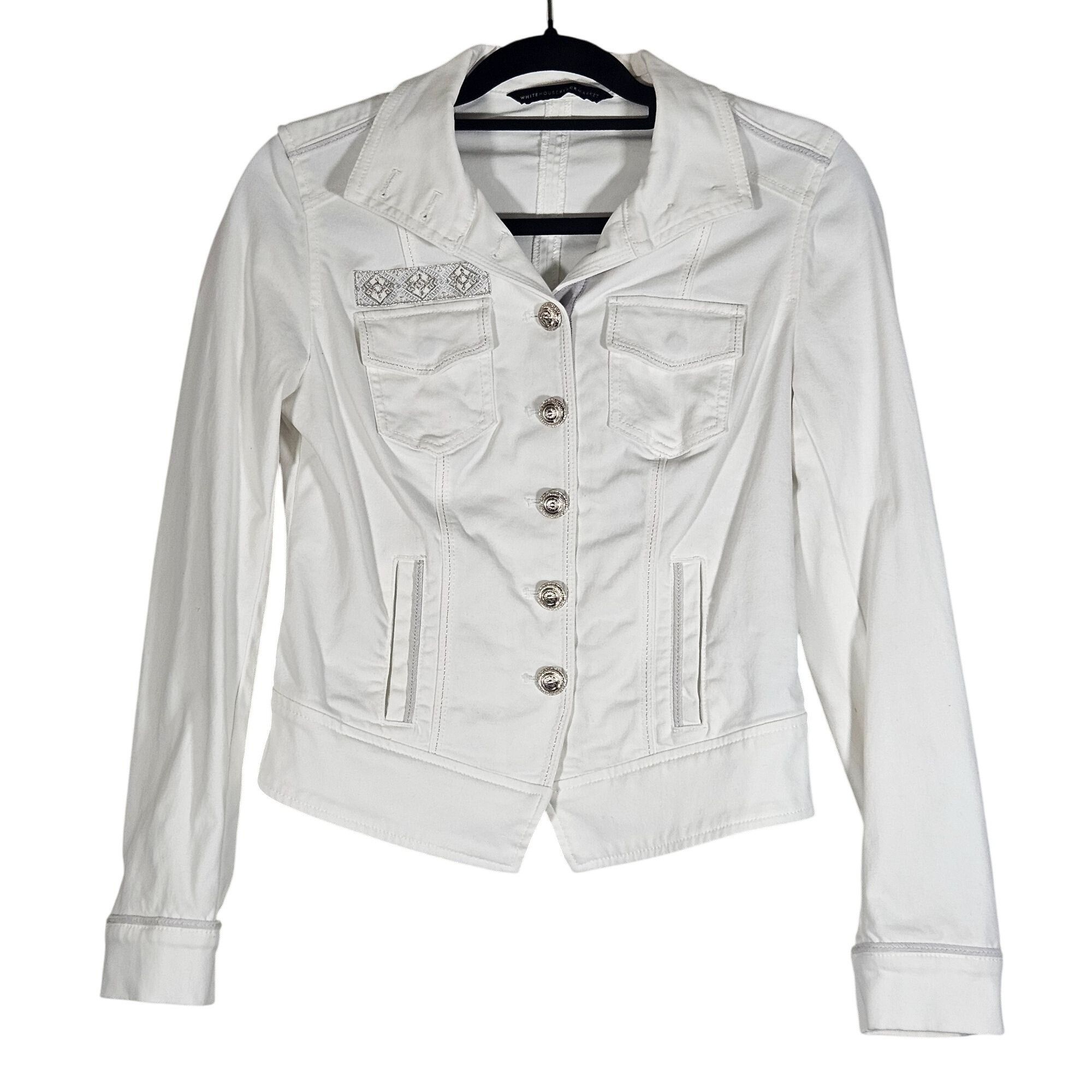 White House Black Market White House Black Market Women Crop Jacket White S Clean Gir Size S / US 4 / IT 40 - 2 Thumbnail