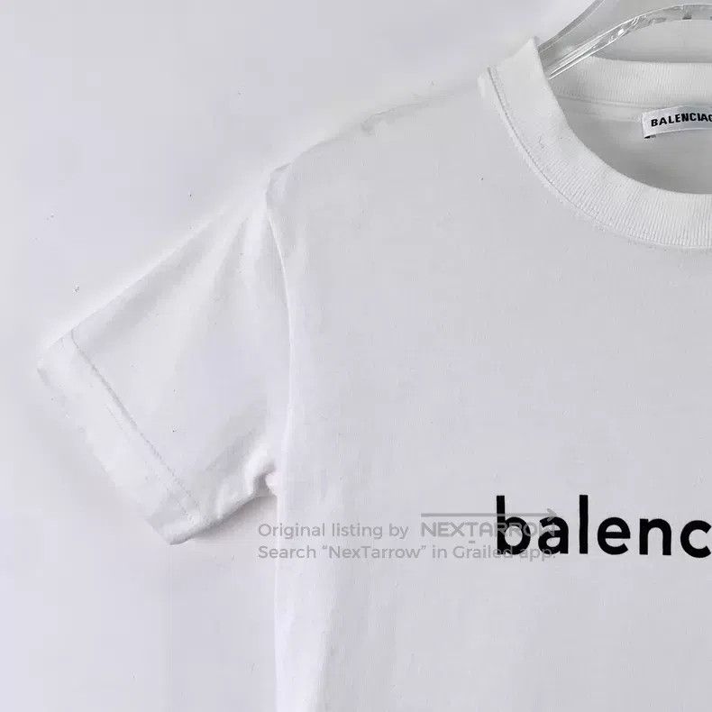Balenciaga Balenciaga White Logo Letter Printed Cotton Crew Neck Shor Size US XS / EU 42 / 0 - 3 Thumbnail