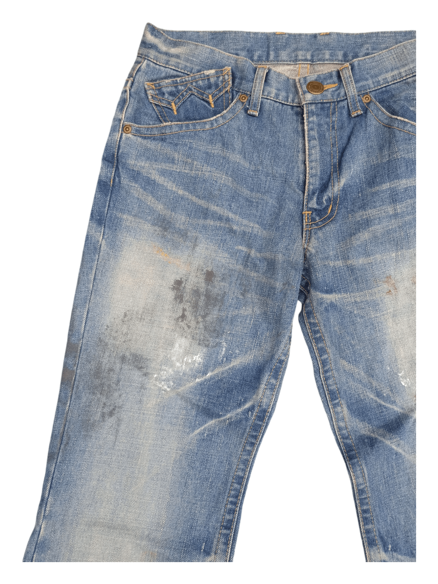 Japanese Brand Rattle Trap Paint Skin Mud Max Minimalist Flare Denim Size US 28 / EU 44 - 5 Thumbnail