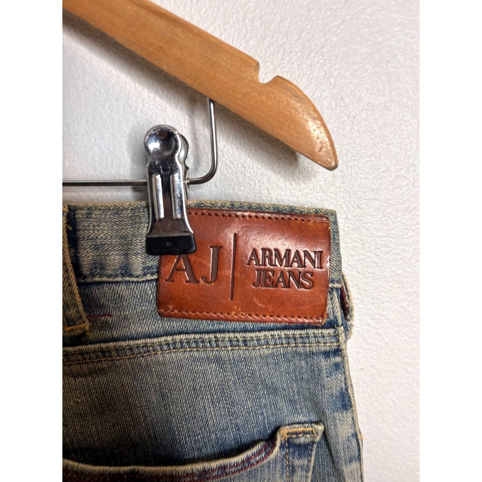 Vintage VINTAGE Armani Jeans Jeans Mens Blue Regular Straight Stretch Denim Trousers W31 L34 4197 Size US 31 - 3 Thumbnail