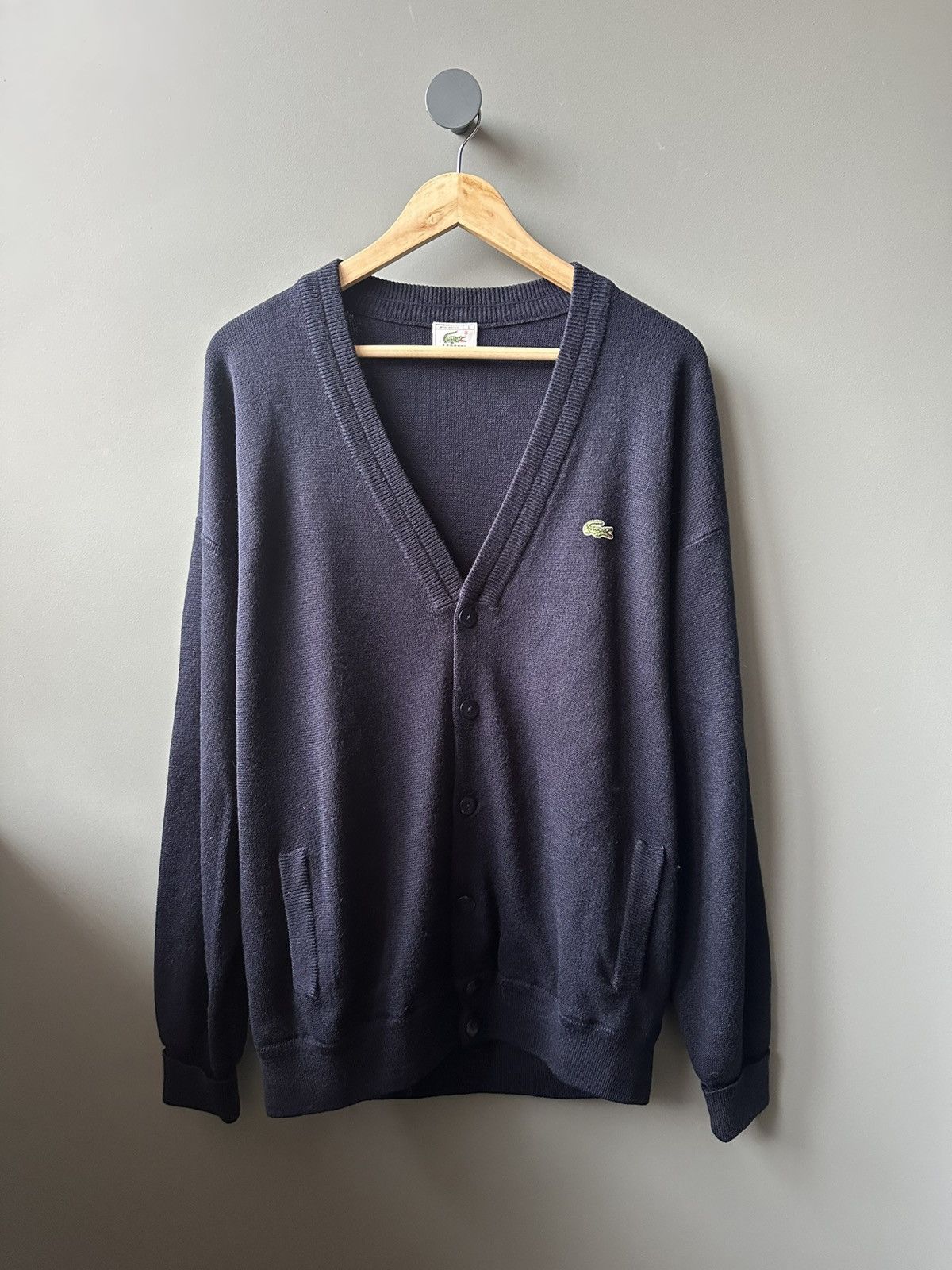 Lacoste Vintage Lacoste Acrylic Cardigan Sweater Size US XL / EU 56 / 4 - 1 Thumbnail