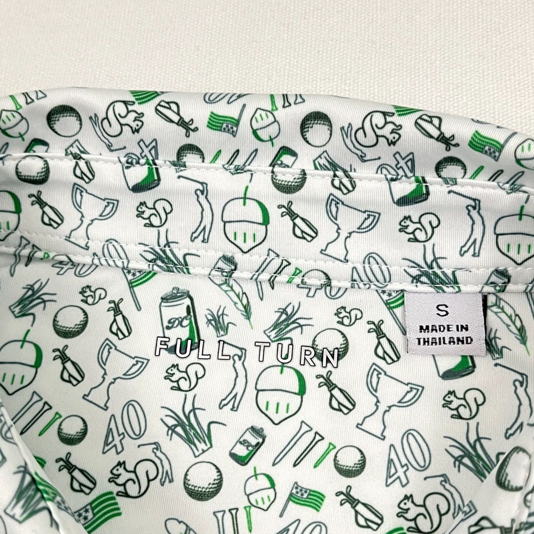 Vintage Full Turn Polo Shirt Mens S White Green AOP All Over Oakmont Golf Performance Polo Size US S / EU 44-46 / 1 - 2 Thumbnail