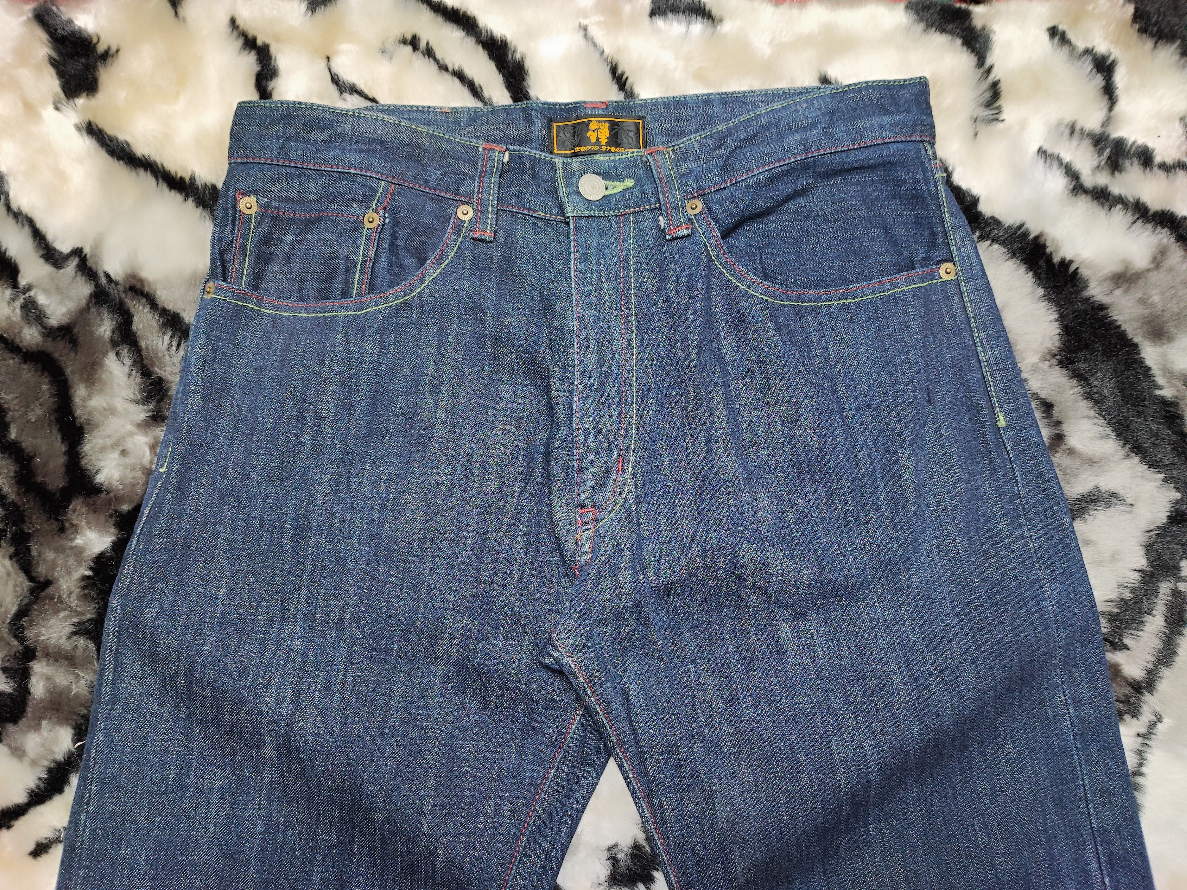 Japanese Brand Vintage Zen Kyoto Hand Painted Denim Jeans Size US 32 / EU 48 - 9 Thumbnail