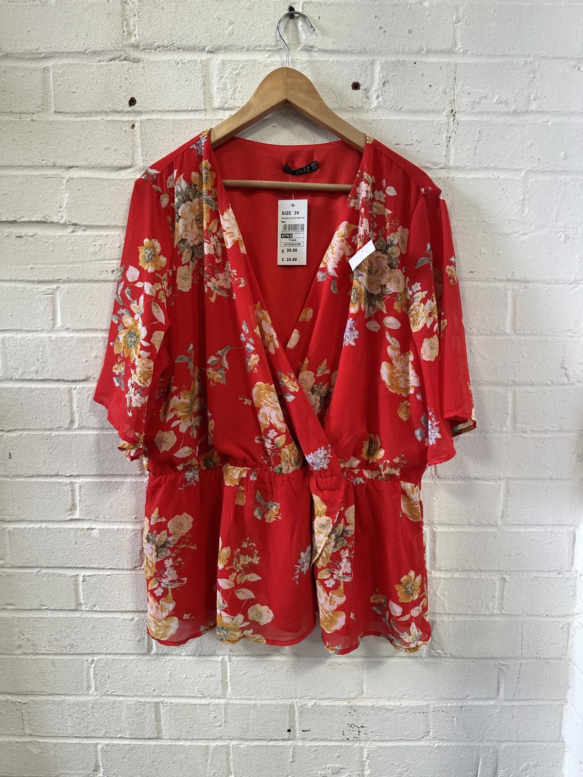 Unknown London Red Floral Wrap Top for Women Size M / US 6-8 / IT 42-44 - 1 Thumbnail