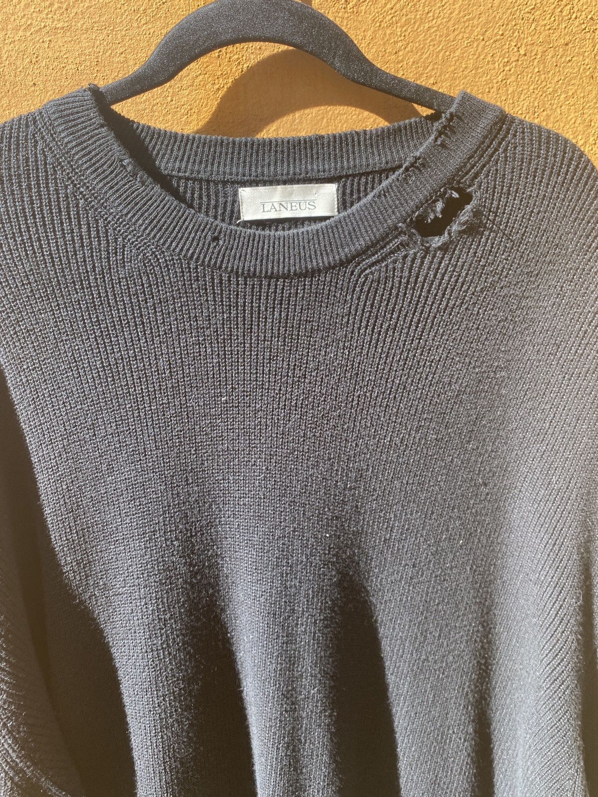 Laneus Made in Italy Laneus Black Distressed Sweater Size XL Size US XL / EU 56 / 4 - 9 Thumbnail