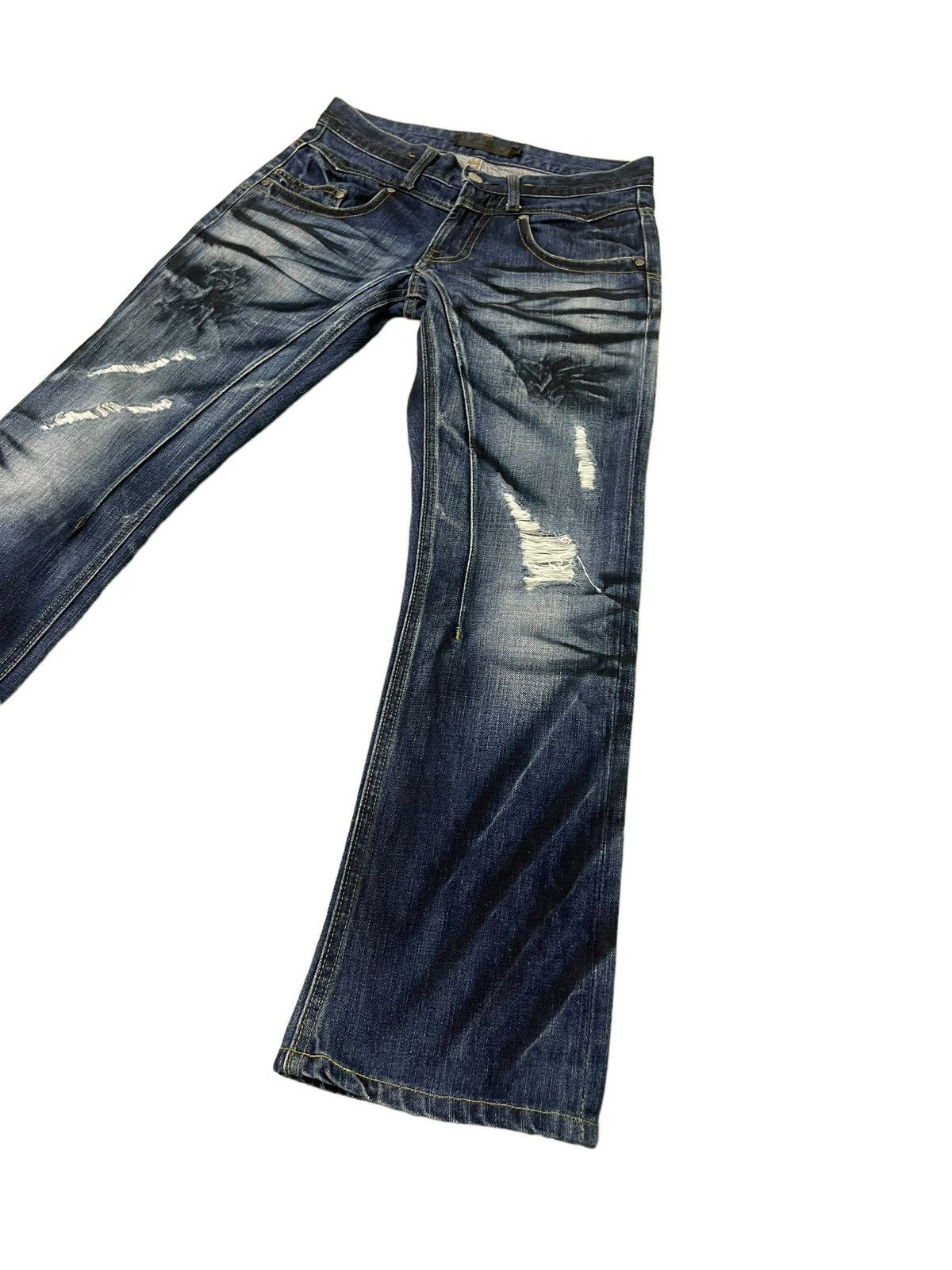 Japanese Brand Slim Jeans Jackrose Luv Maison Faded Distress Low Rise 8🟦6 Size US 29 - 3 Thumbnail