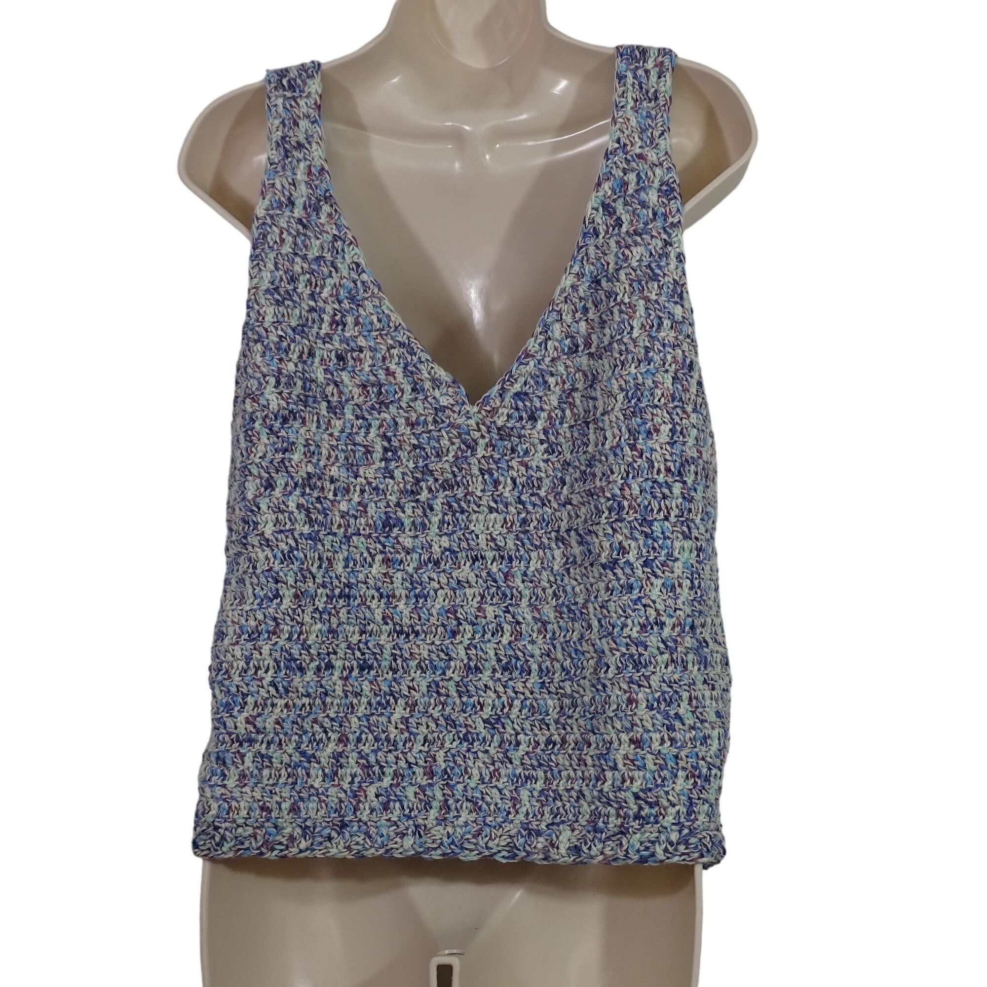 Other Knitted MultiColor Sleeveless V-Neck Cropped Tank Top Size L Size L / US 10 / IT 46 - 4 Thumbnail