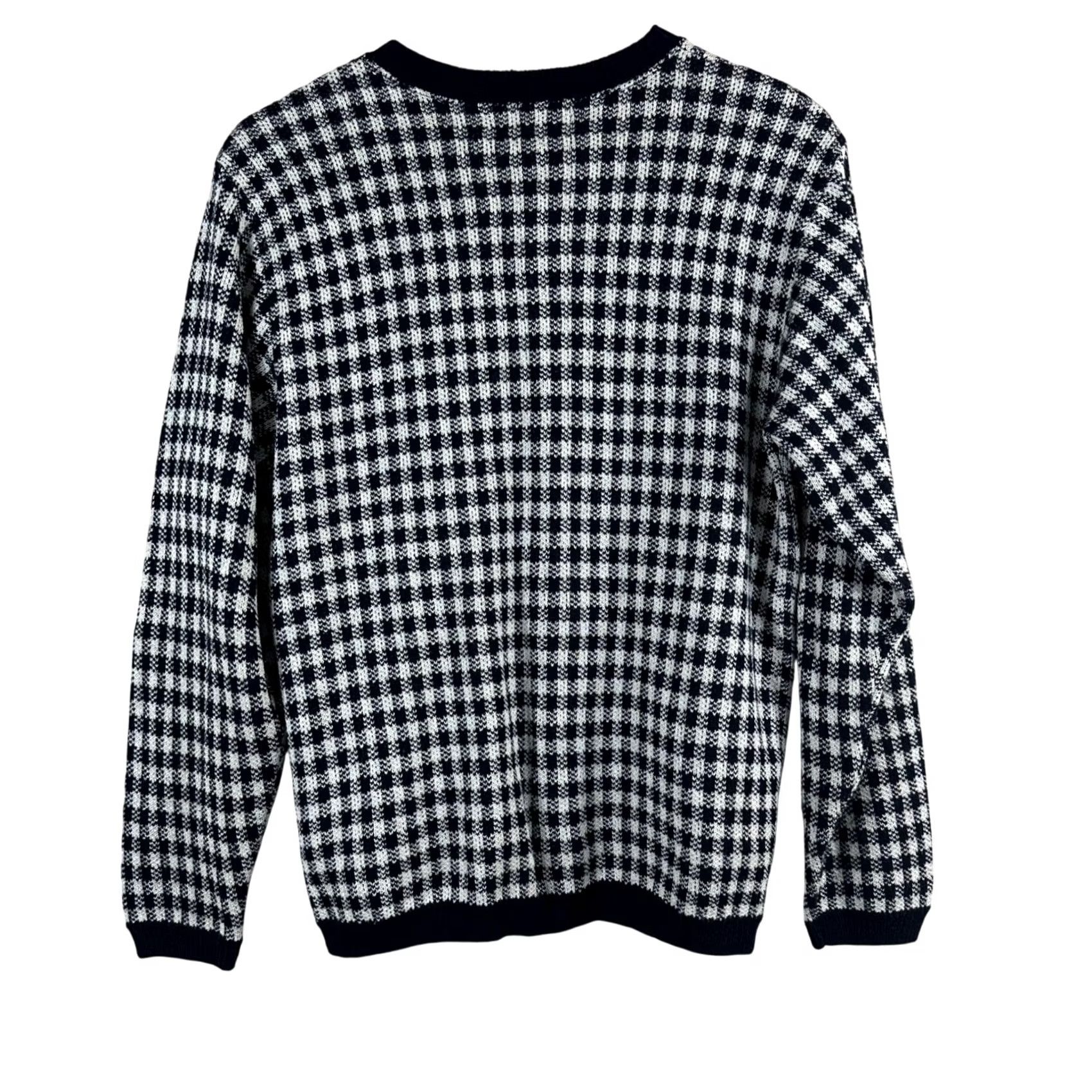 Vintage VINTAGE Alfred Dunner Navy White Houndstooth Cardigan Sweater Button Front Medium Womens Size M / US 6-8 / IT 42-44 - 3 Thumbnail