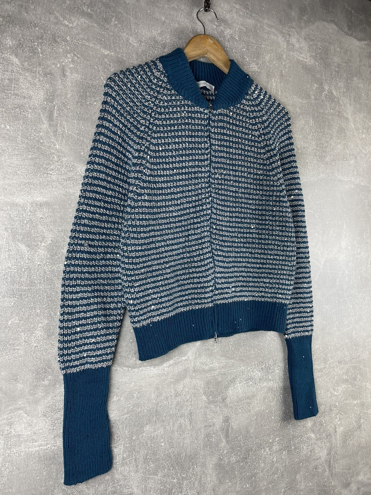 Other Rocco Ragni Cashmere Blue Knit Jacket Size 44 Made in Italy Size M / US 6-8 / IT 42-44 - 3 Thumbnail