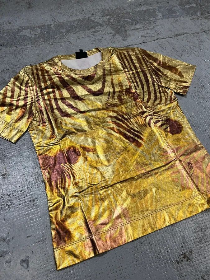 Roberto Cavalli 2010s Cavalli Gold Cotton Zebra Print T-Shirt Size XS / US 0-2 / IT 36-38 - 4 Thumbnail