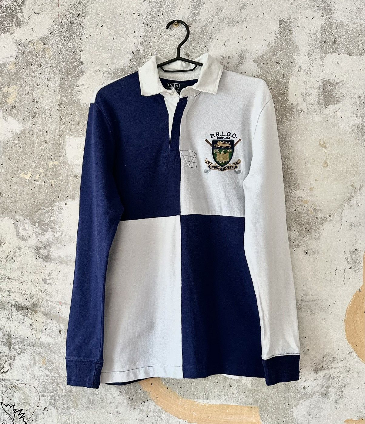 90S Vintage Polo Ralph Lauren Big Logo #2 Blue Rugby T-Shirt