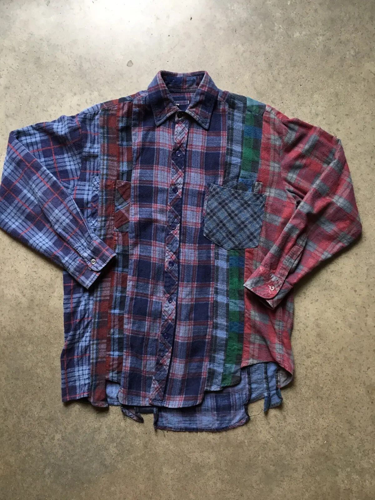 image of Needles Rebuild Flannel in Blue, Men's (Size XS)