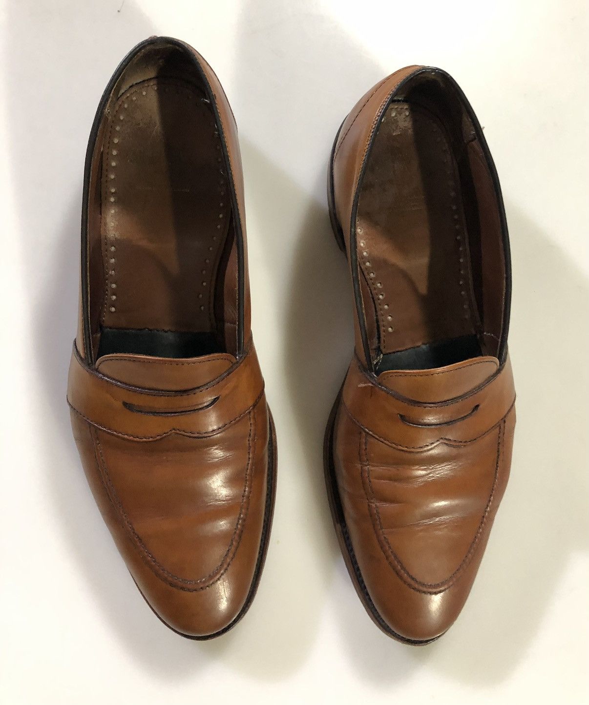 Allen Edmonds AE 🇺🇸 Tobacco Brown Leather Raised Seam Penny Loafer 12 D Size US 12 / EU 45 - 6 Thumbnail