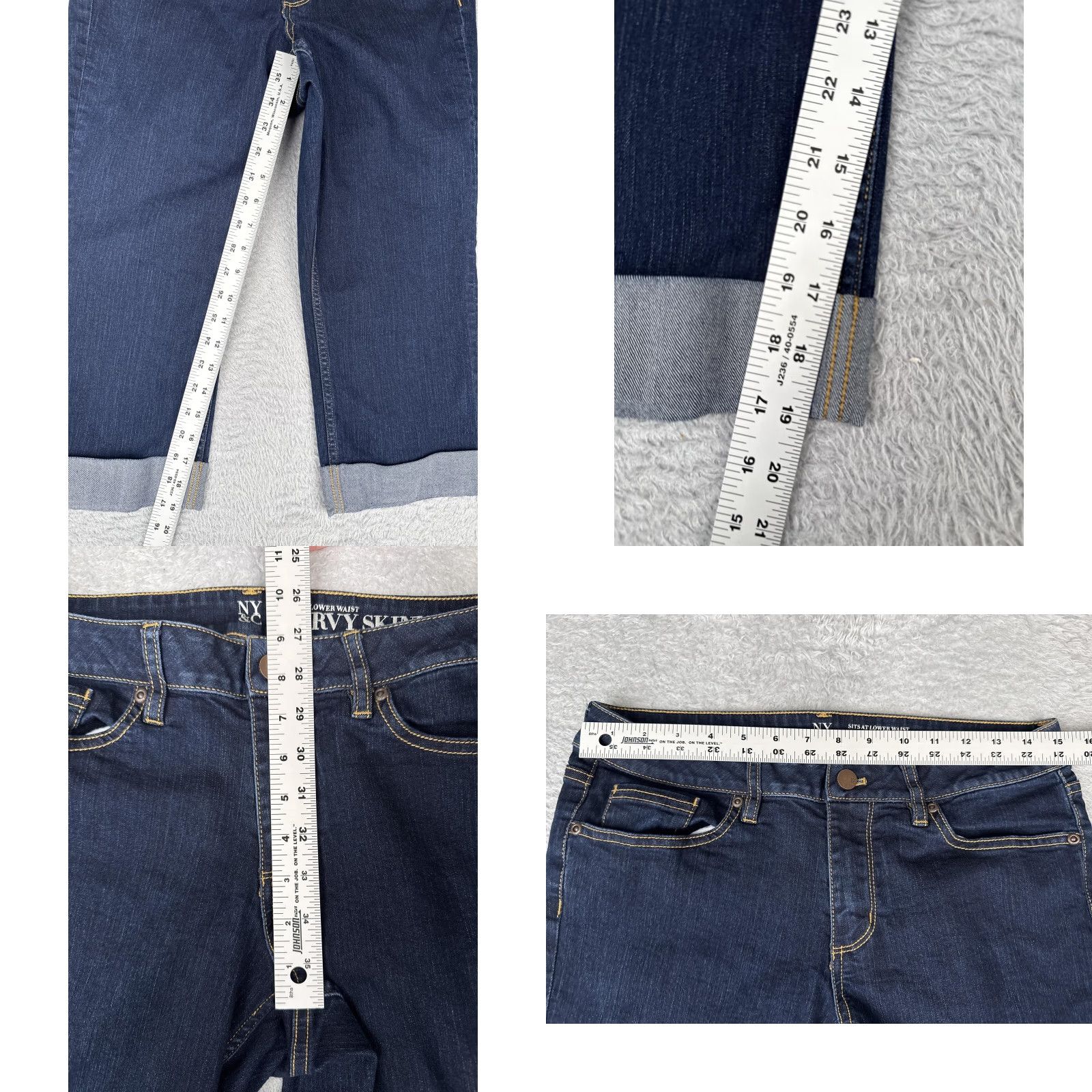 Vintage New York & Company Jeans Womens 10 Blue Curvy Skinny Crop Cuffed Stretch Denim Size 32" / US 10 / IT 46 - 8 Thumbnail