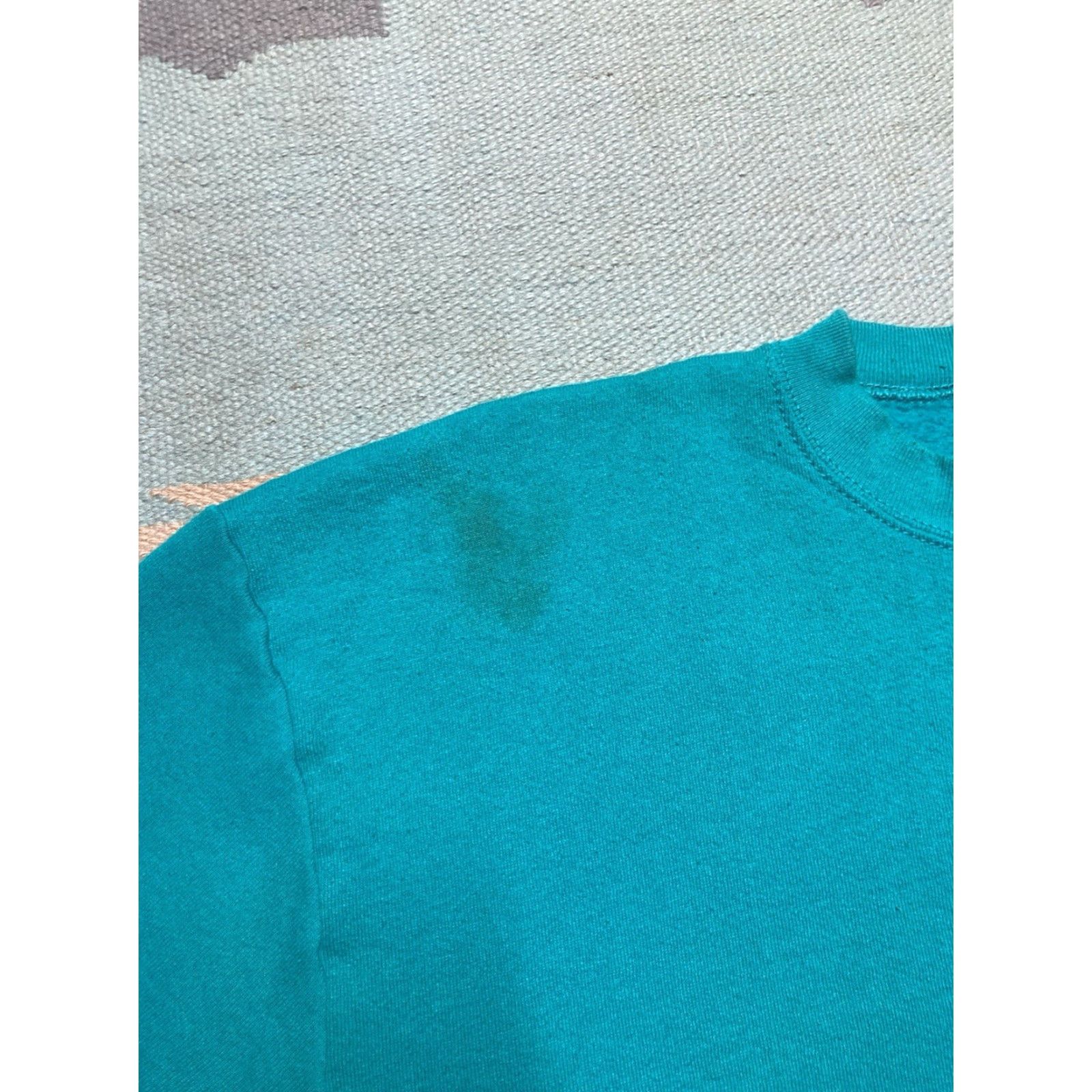 Fruit Of The Loom VINTAGE 90s Fruit of the Loom Sweatshirt Short Sleeve XL Teal Distressed Pullover Men G3 Size US XL / EU 56 / 4 - 4 Thumbnail