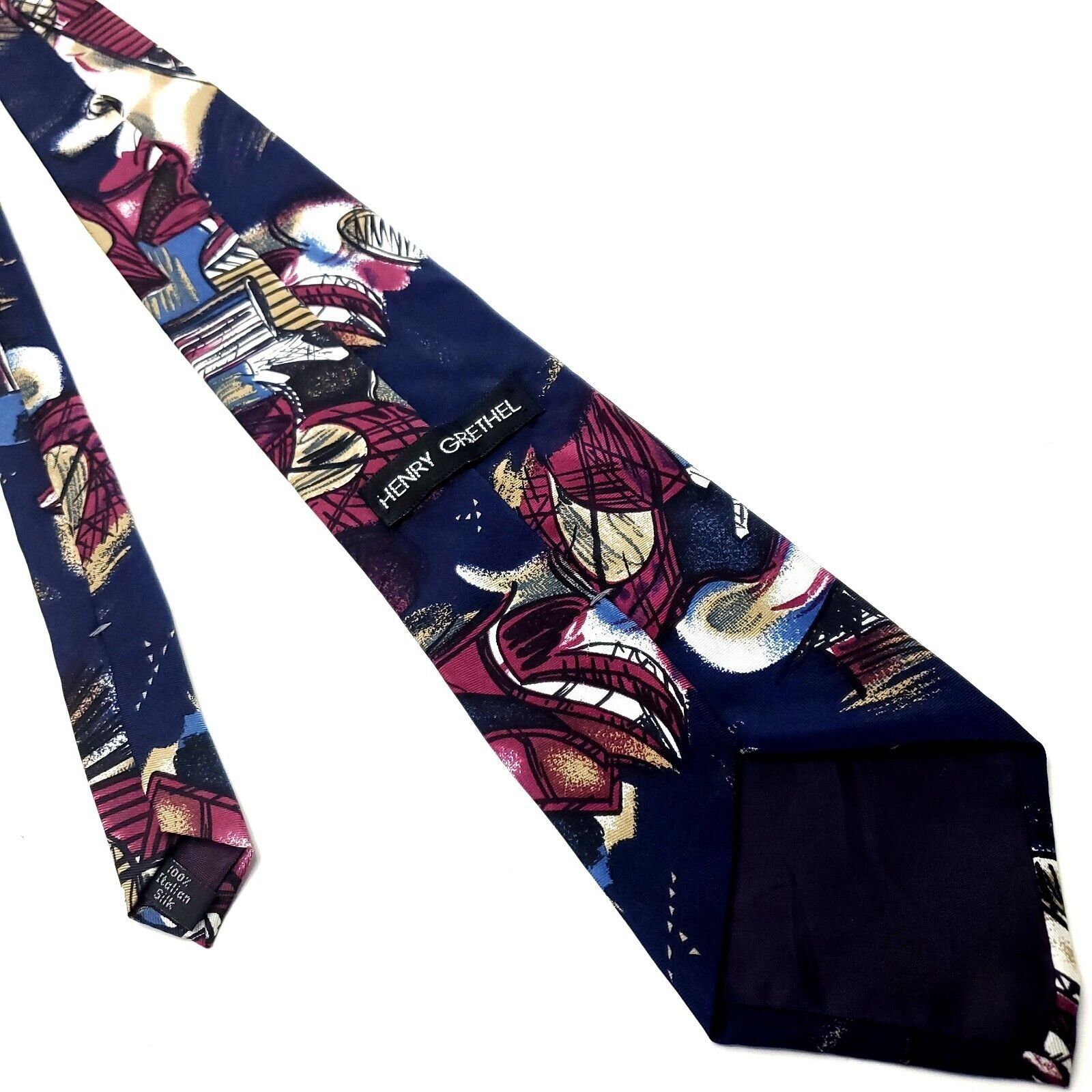 Henry Grethel Henry Grethel Multi Colored Silk Tie Woven Short Wide Graphi Size ONE SIZE - 3 Thumbnail