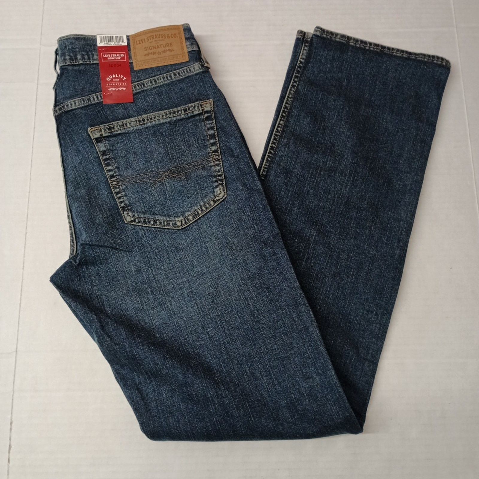Levi's Signature By Levi Straight Jeans Mens 32x34 Blue Cotton Flex Size US 32 / EU 48 - 1 Thumbnail