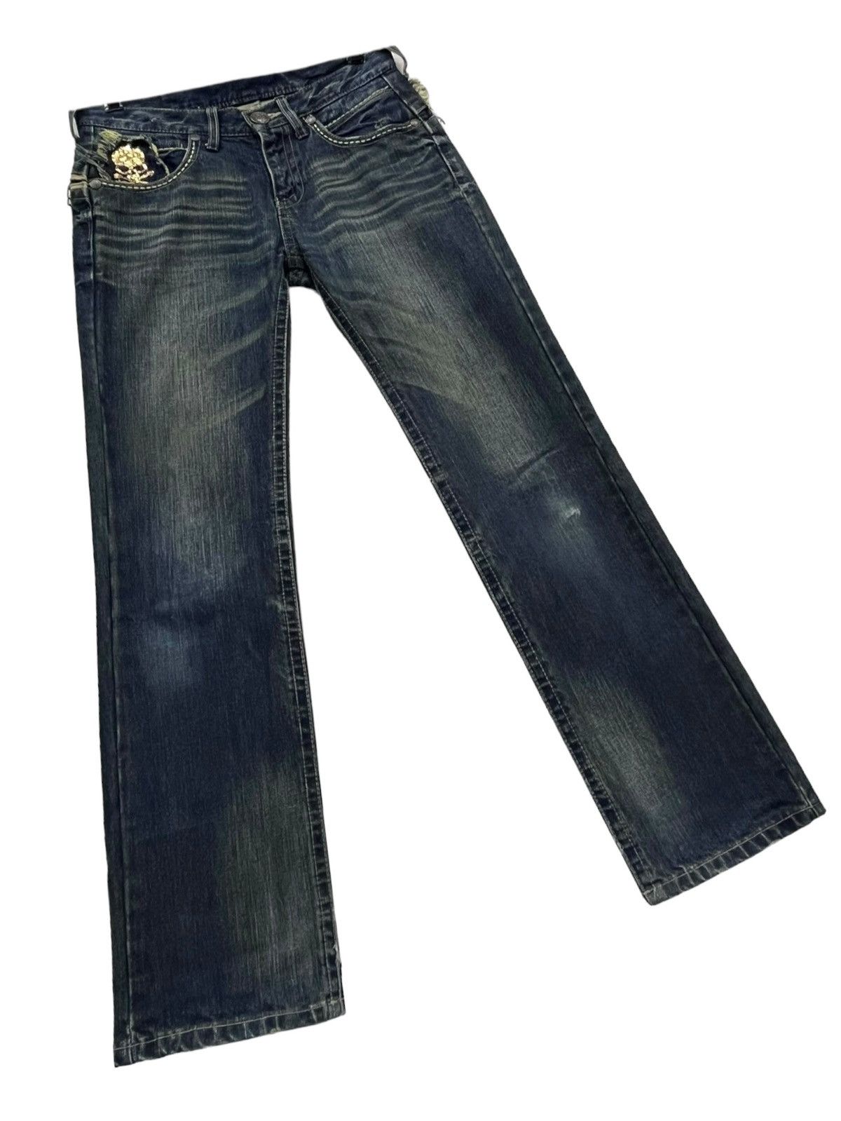 Vintage 🔥CLASSICAL ELF Punk Skull Crossbones Sequin Mudmax Denim Size 27" / US 4 / IT 40 - 8 Thumbnail