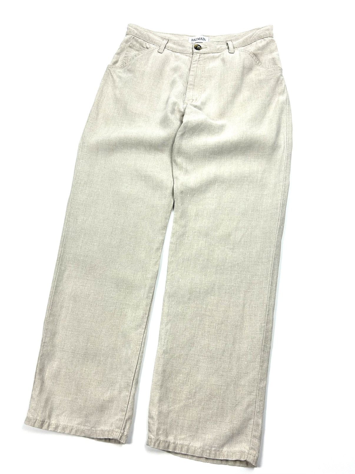 Balmain rare Balmain Vintage Heavy Linen Tailored Pants Beige 42 M Size US 32 / EU 48 - 3 Thumbnail