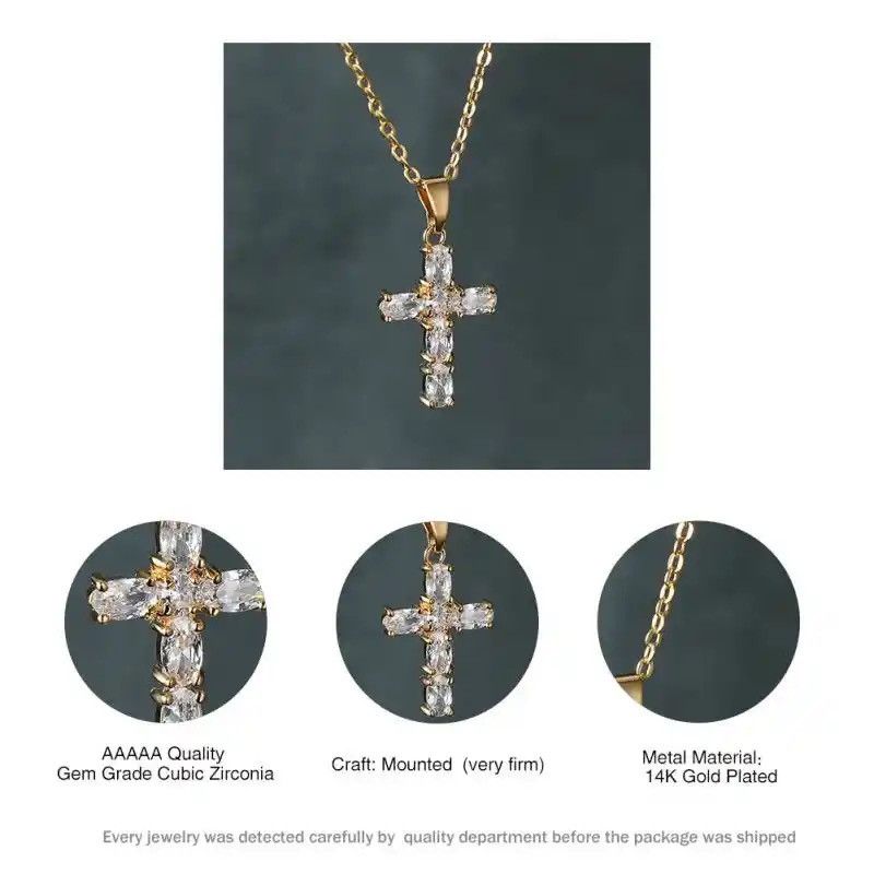 Jewelry × Vintage Sophisticated White Crystal Cross Pendant Necklace Size ONE SIZE - 5 Thumbnail