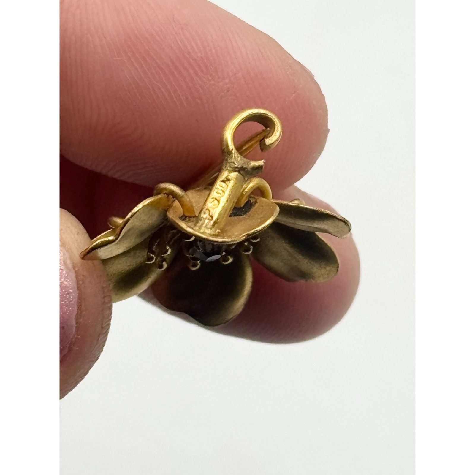 Vintage Antique PS Co Gold Filled rhinestone flower estate pin Size ONE SIZE - 4 Thumbnail