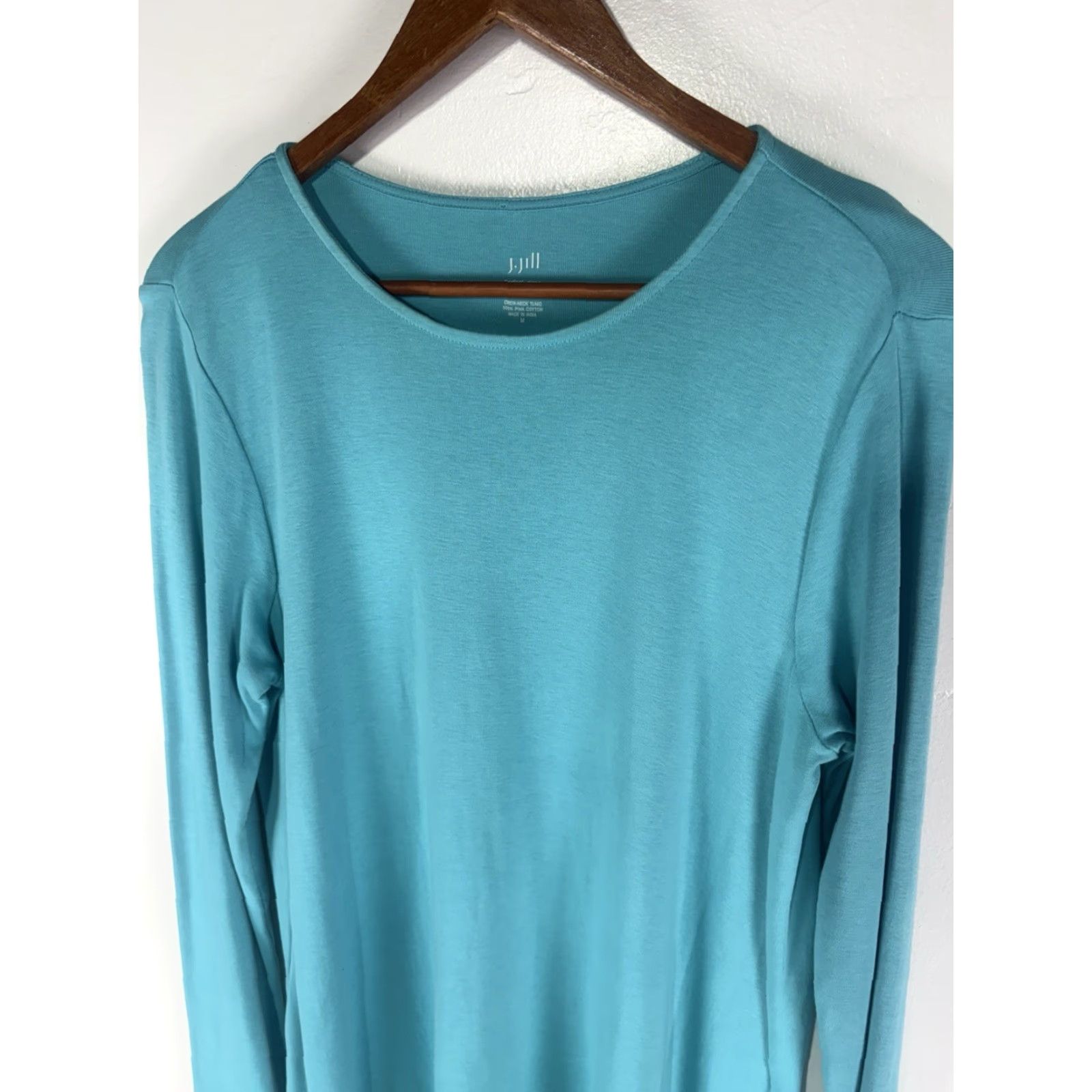 J. Jill J. Jill Teal Crewneck Tunic Womens Size M 100% Pima Cotton Casual Lightweight Size M / US 6-8 / IT 42-44 - 2 Thumbnail