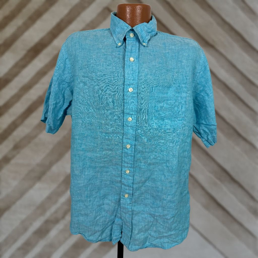 Brooks Brothers Brooks Brothers Shirt XL Slim Fit Irish Linen Button Down Travel Outdoors Blue Men Size US XL / EU 56 / 4 - 1 Thumbnail