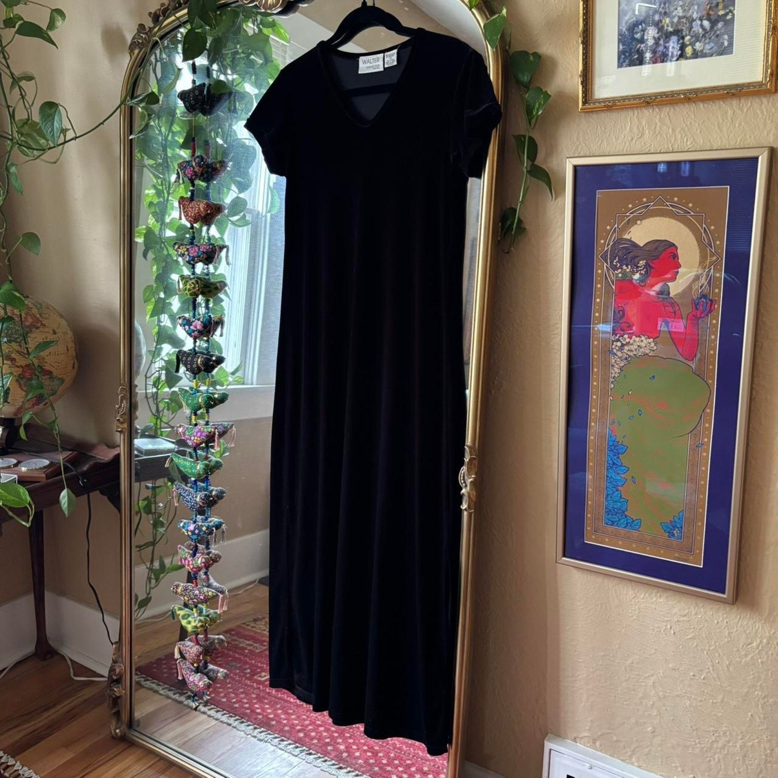 Vintage Vintage Walter Petites Velvet Maxi Dress Medium 90s Witchy Size M / US 6-8 / IT 42-44 - 3 Thumbnail