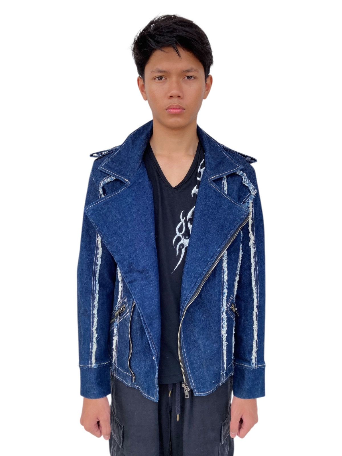 If Six Was Nine 2000s Tornado Mart - Vkei Style Denim Jacket Size US L / EU 52-54 / 3 - 3 Thumbnail