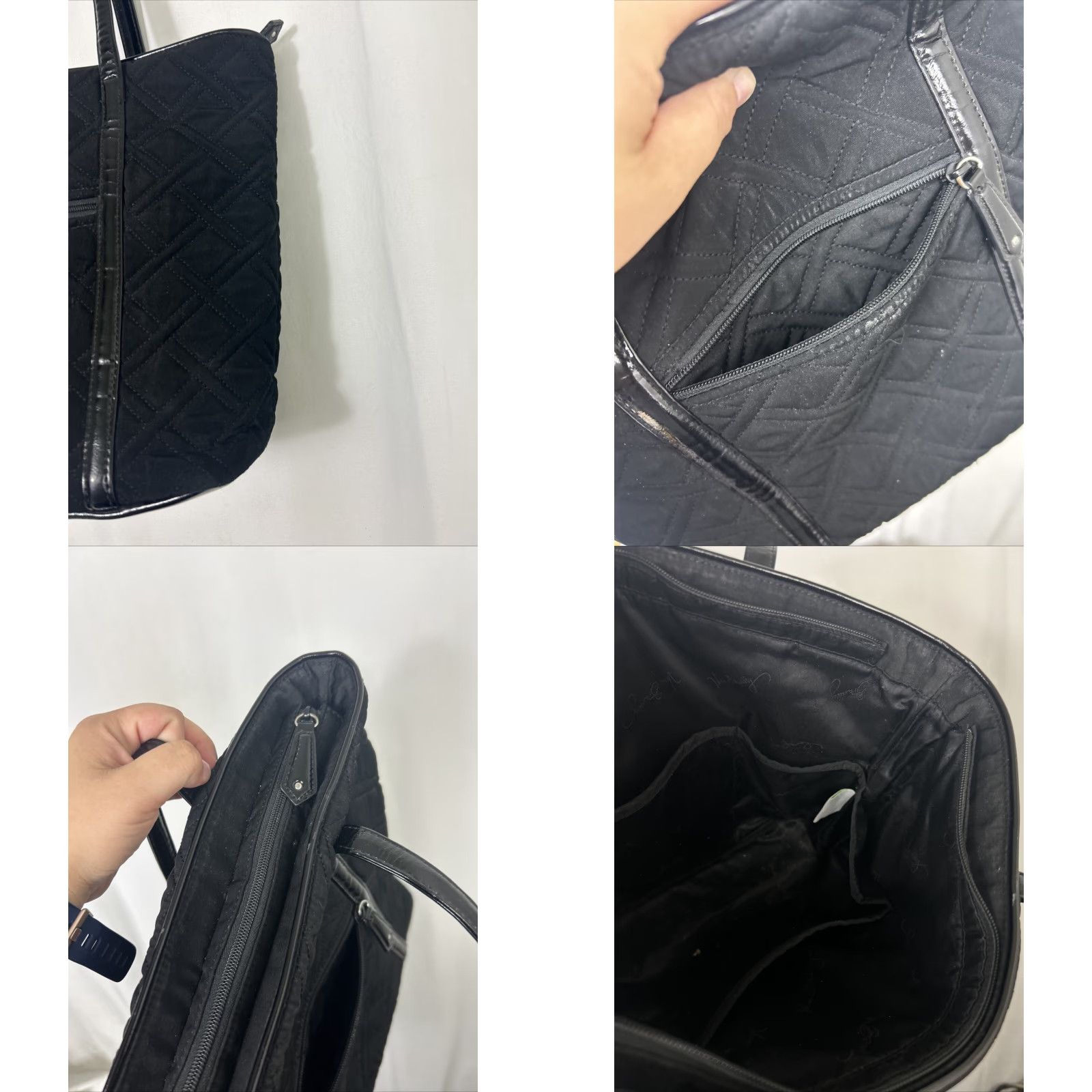 Vera Bradley Vera Bradley Laptop Bag Unisex Adults Black Cotton Quilted Diamond Pattern Finish Carrying Bag Size ONE SIZE - 9 Thumbnail