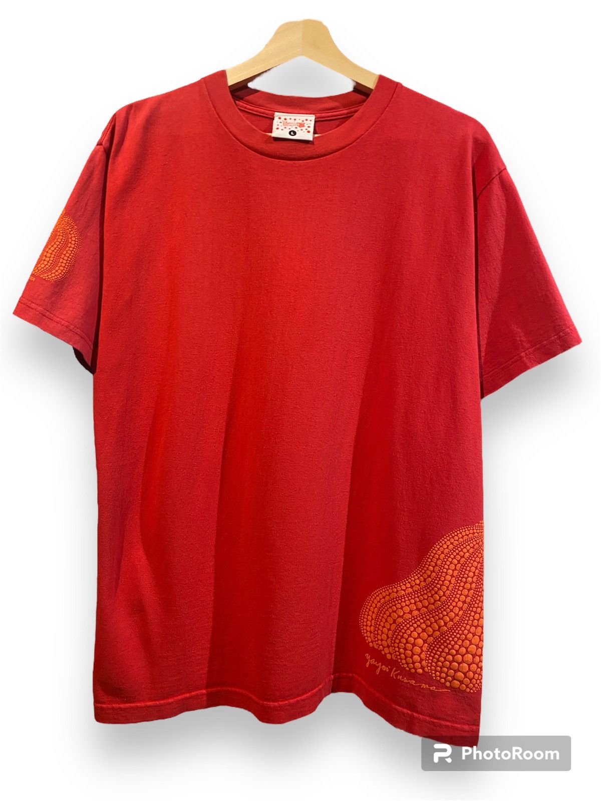image of Yayoi Kusama Modern Pumpkin Art Red Tee, Men's (Size Large)