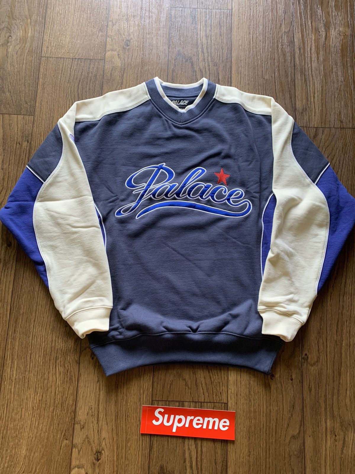 Image of Palace Star Script Crew Navy, Men's (Size Small)