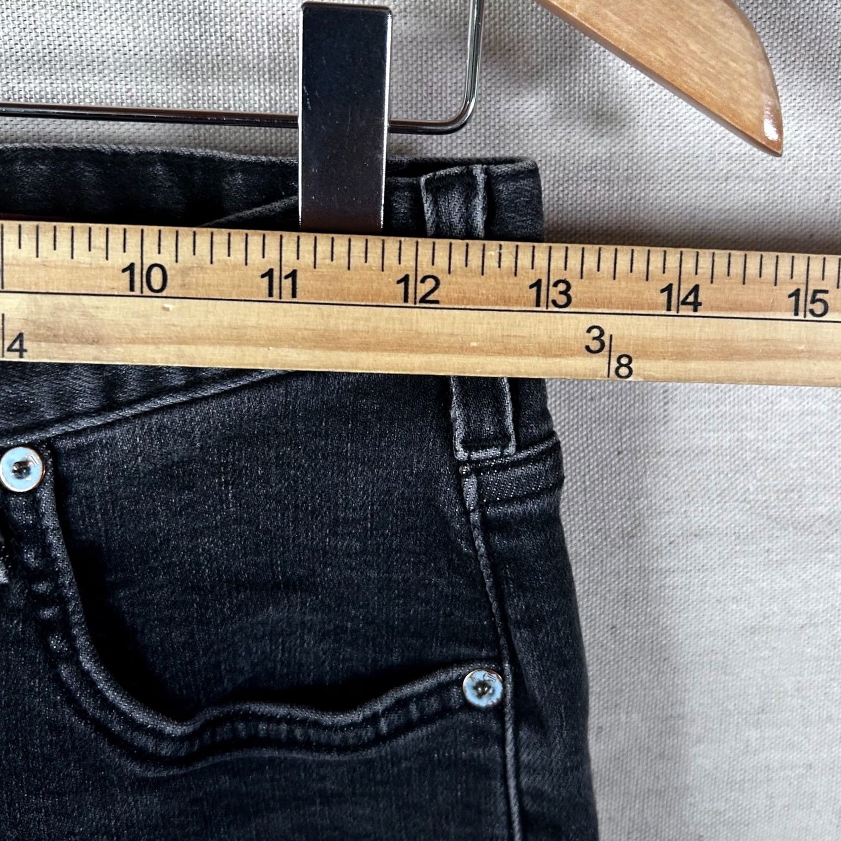 Vintage Pilcro and the Letterpress High Rise Slim Straight Black Jeans 27 Made in USA Women Denim 5-Pocket Stretch Zip Button Rise Inseam 27 Size 27" / US 4 / IT 40 - 6 Thumbnail
