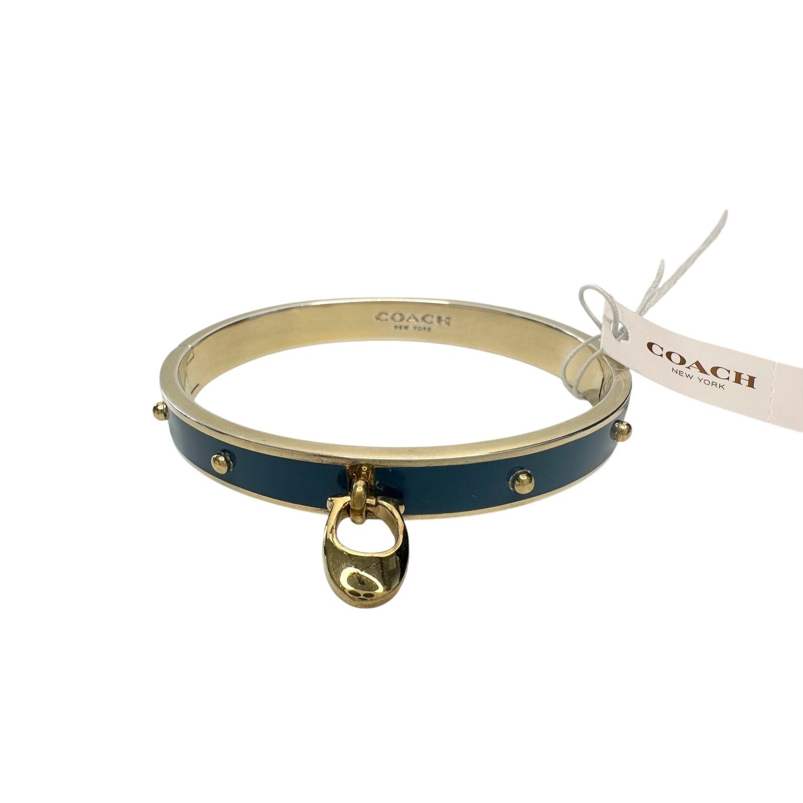 Coach Coach Enamel Riveted Signature C Hinge Bangle Bracelet Teal Size ONE SIZE - 6 Thumbnail