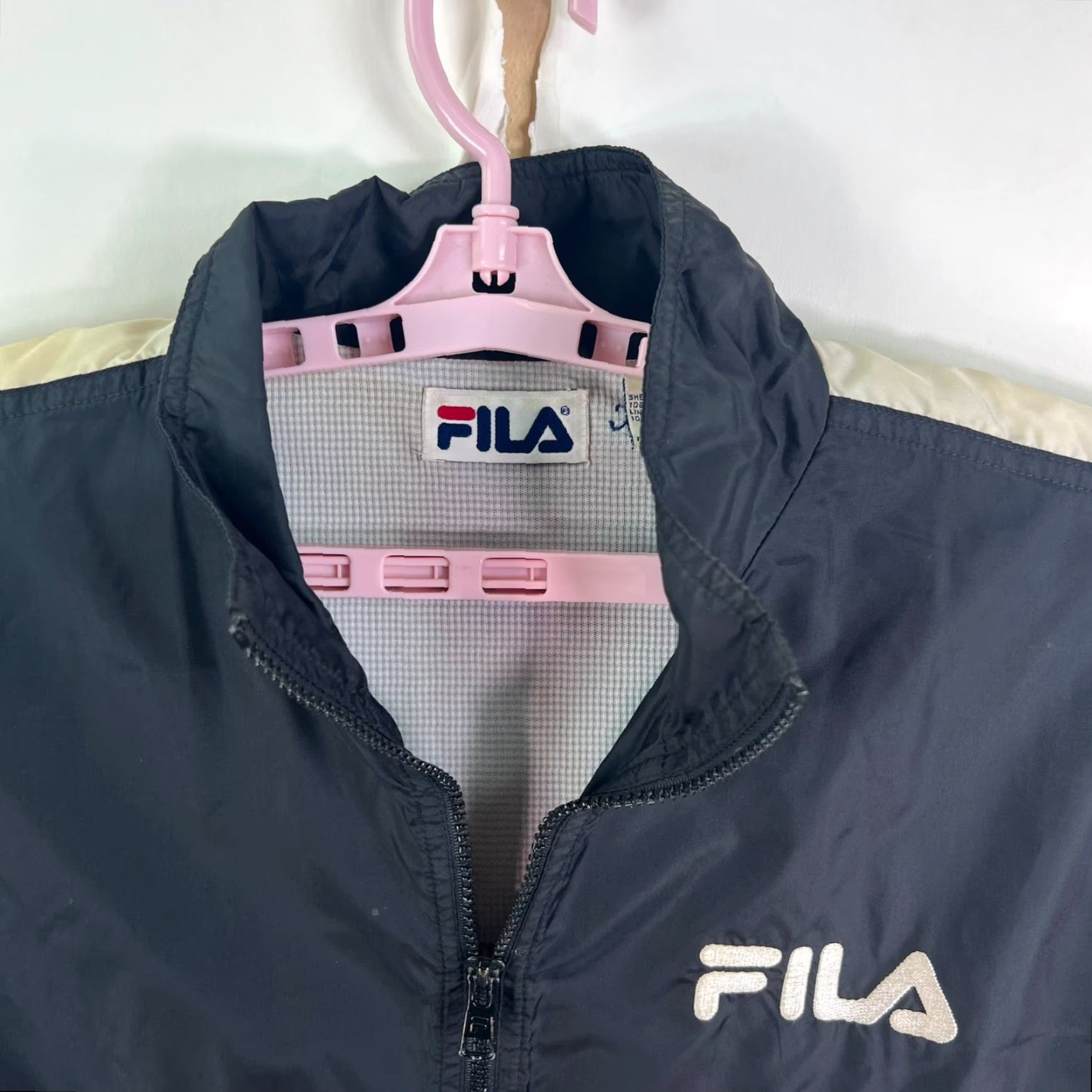 Fila VTG FILA Windbreaker Jacket Full Zip Warm-up Rain Mens Size L Black/White Lined Size US L / EU 52-54 / 3 - 3 Thumbnail