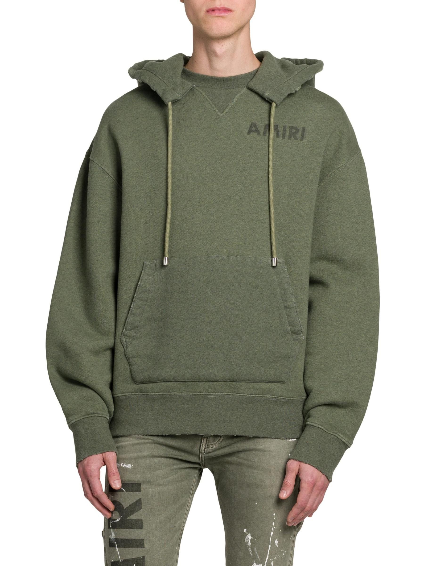 Amiri os11x1225 Stencil Cotton Oversized Hoodie in Olive Green Size US L / EU 52-54 / 3 - 2 Thumbnail