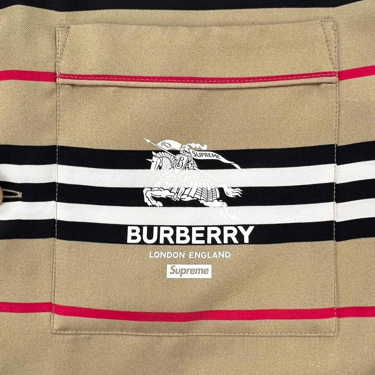 Burberry × Supreme Burberry x Supreme Icon Silk Pajama Shirt Archive Beige Size US XS / EU 42 / 0 - 4 Thumbnail