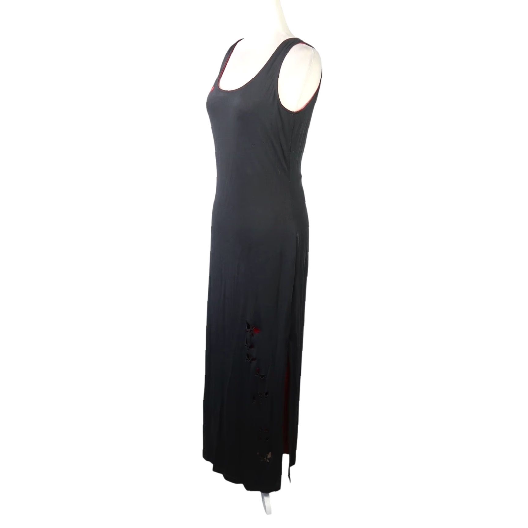 Paige VINTAGE Alyn Paige Jersey Maxi Dress 90s Bohemian Butterfly Sleeveless Black 6 Women Size M / US 6-8 / IT 42-44 - 3 Thumbnail