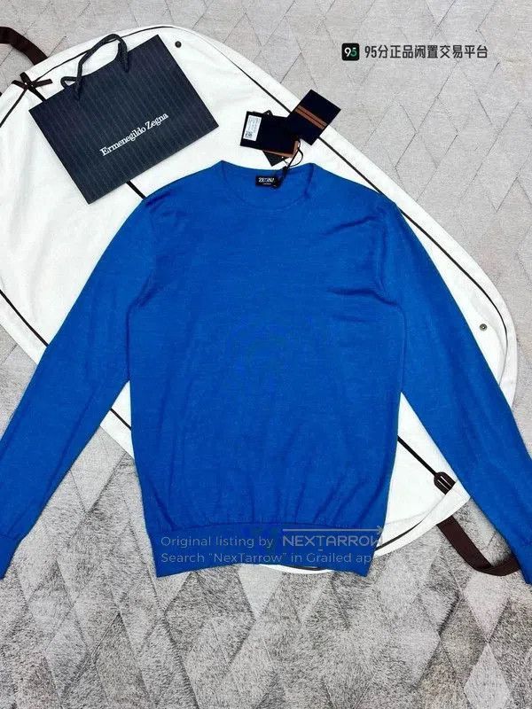 Ermenegildo Zegna Zegna SS23 Men's Solid Knit Crewneck Sweater. Size US M / EU 48-50 / 2 - 2 Thumbnail