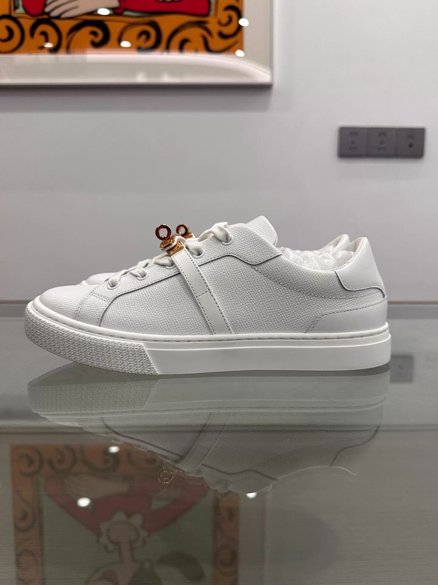 Hermes Hermes Day White Sneakers Gold Kelly Logo 39 New Size US 8.5 / IT 38.5 - 4 Thumbnail