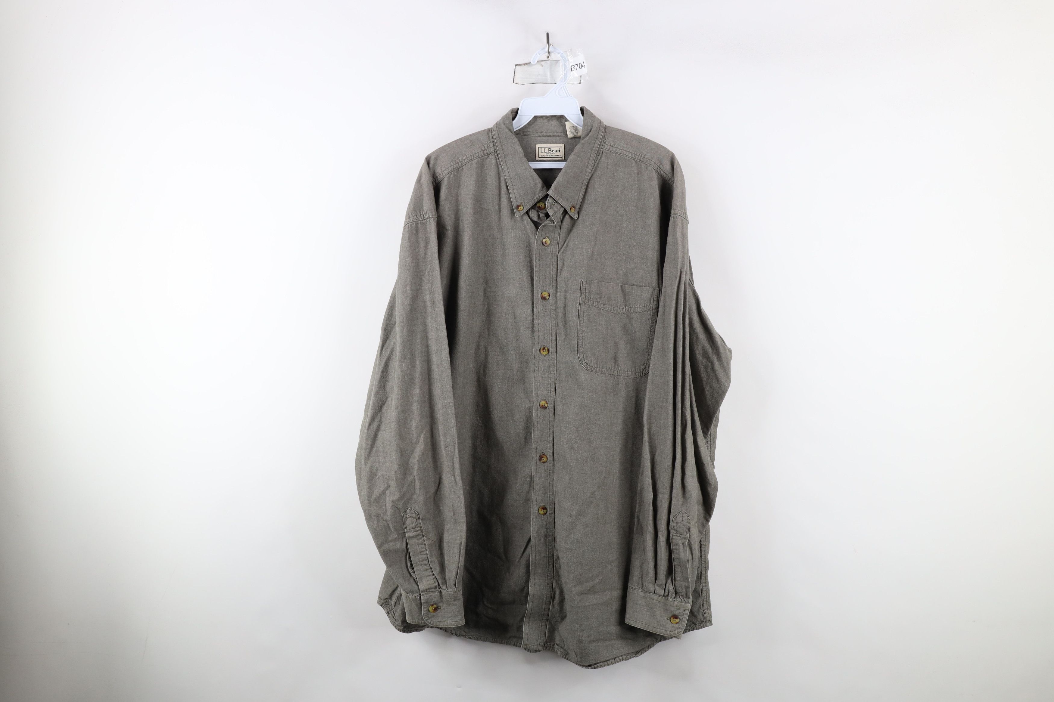 L.L. Bean × Vintage Vintage 90s LL Bean Collared Button Down Shirt Green Cotton Size US XL / EU 56 / 4 - 1 Thumbnail