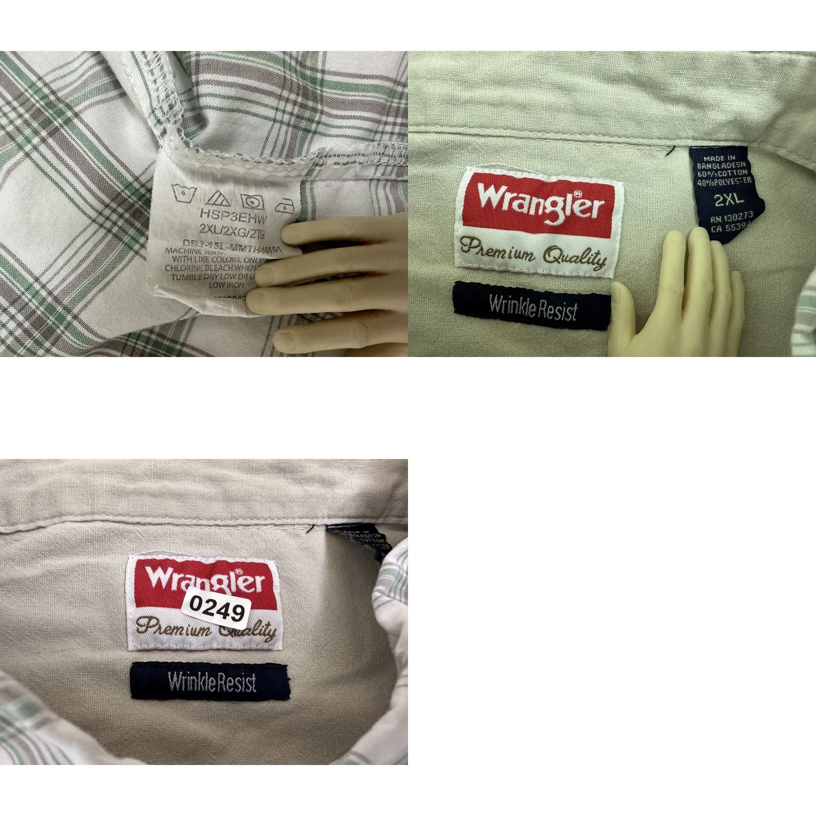 Wrangler Wrangler Shirt Men 2XL Button-Up Plaid Short Sleeve Wrinkle-Resistant Casual Work Shirt White Size US XXL / EU 58 / 5 - 9 Thumbnail