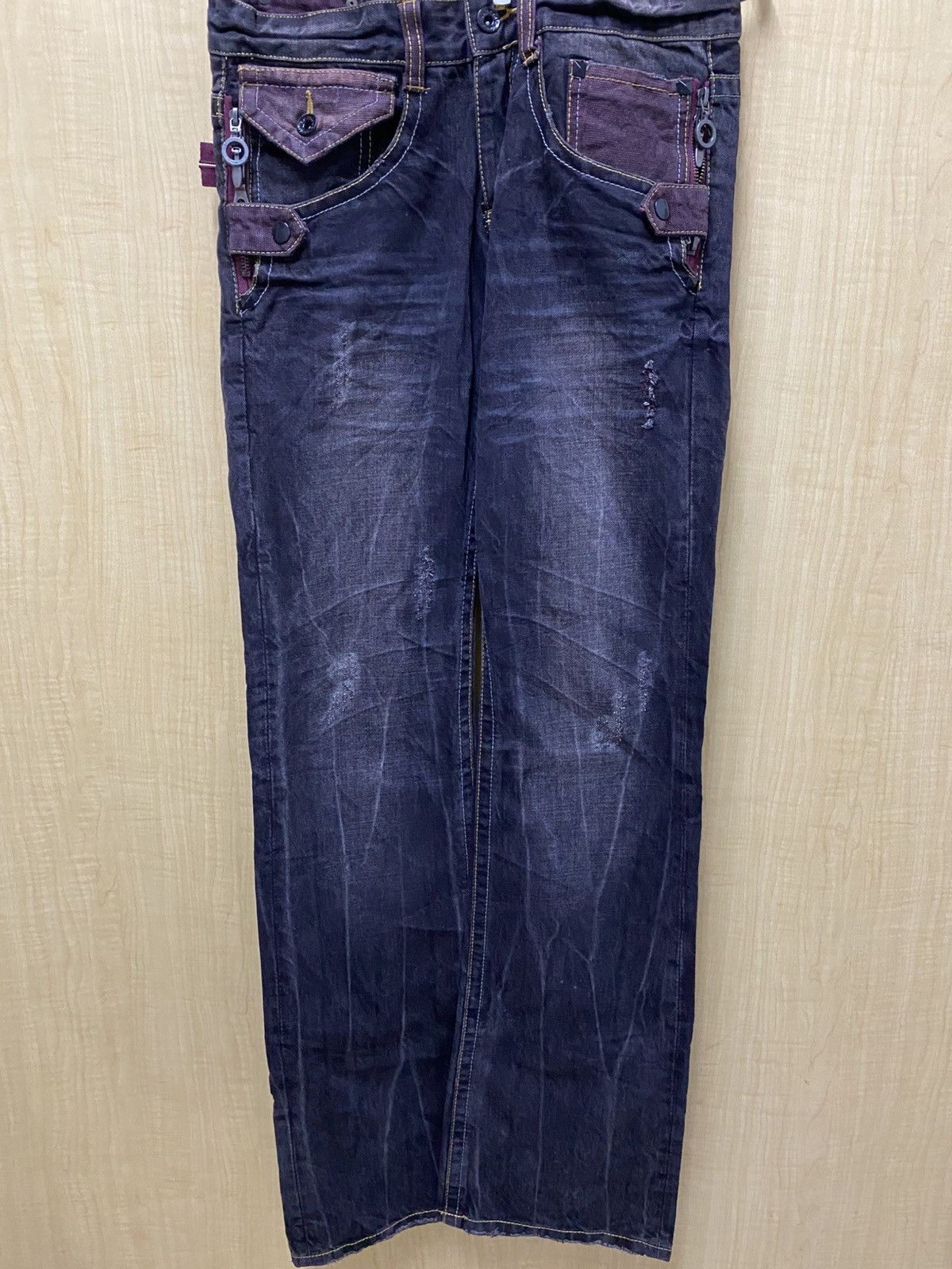 14th Addiction × Japanese Brand × semanticdesign SEMANTIC DESIGN Whisker Denim Jeans MultiPocket Bootcut Size US 32 / EU 48 - 1 Thumbnail