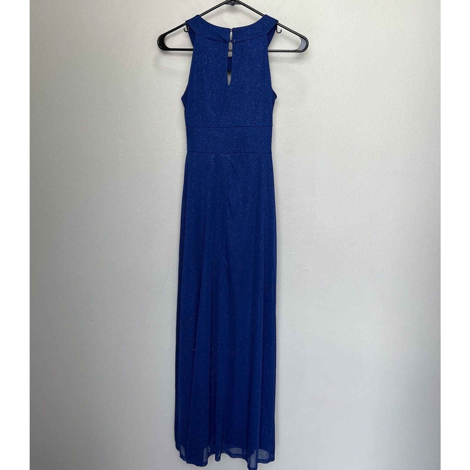 Vintage Sweet Storm | Blue Shimmer Keyhole Maxi Party Dress vintage Size S / US 4 / IT 40 - 8 Thumbnail