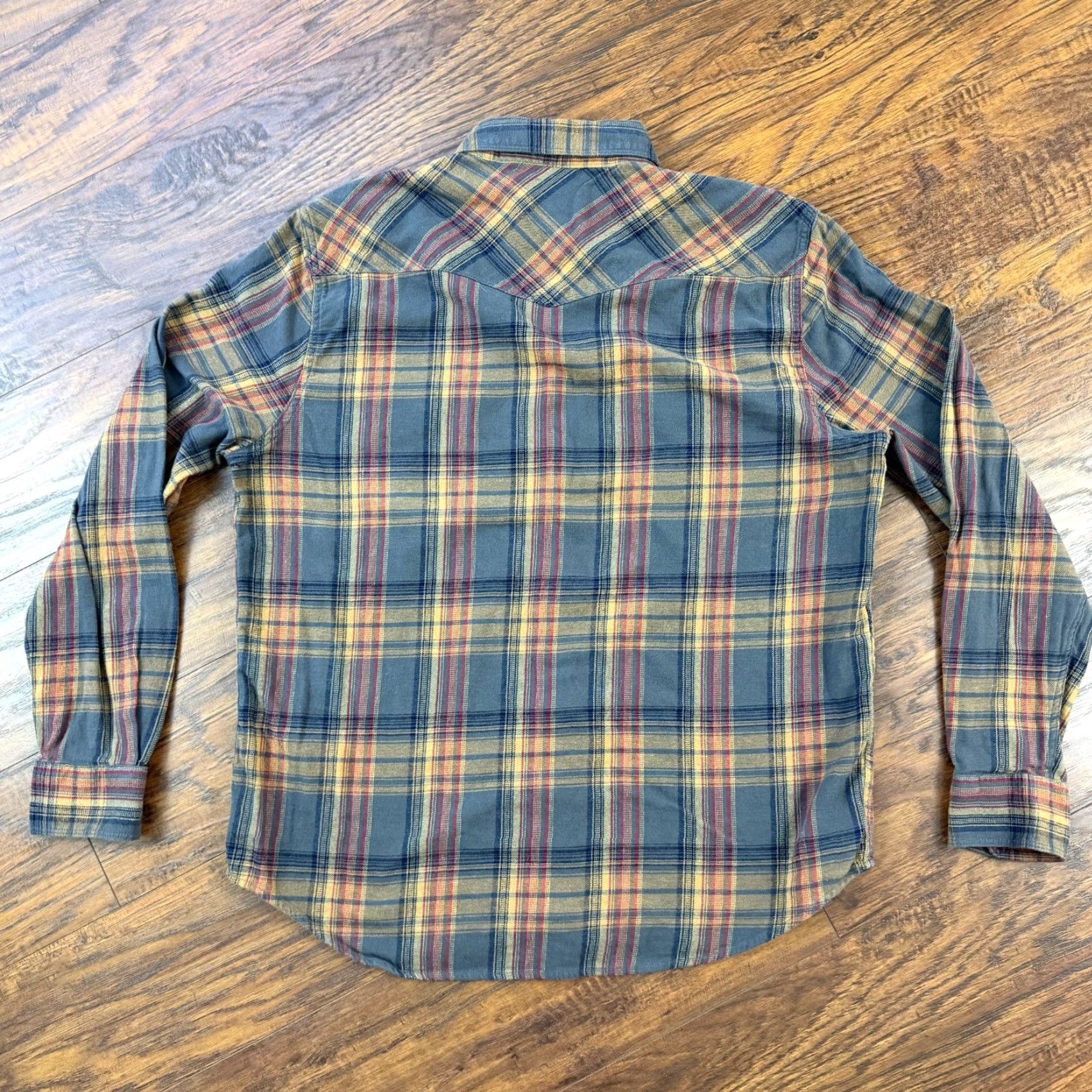 Lucky Brand Shirt Mens L Gray Plaid Flannel Pearl Snap Button-Up Western  Casual LS